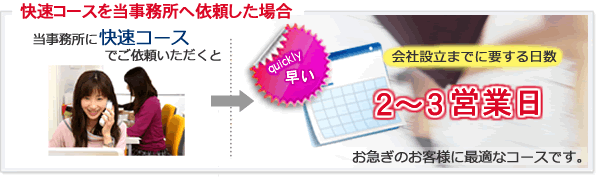 快速コースを当事務所へ依頼した場合